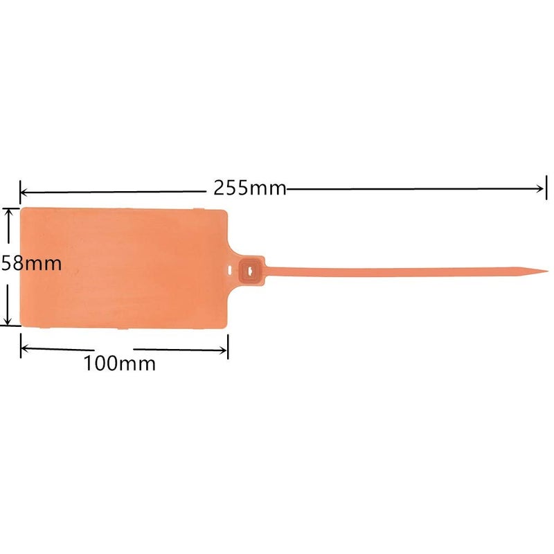XF-Vel Plastic Seals Shipping Tags Logistics Use Big Sign Tie Large Label Tie  255mm Total Length  Package of 100pcs (Orange) - Image 3